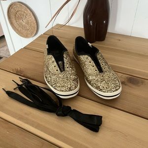 Kate Spade x Keds Gold Glitter Sneakers (Size 7)
